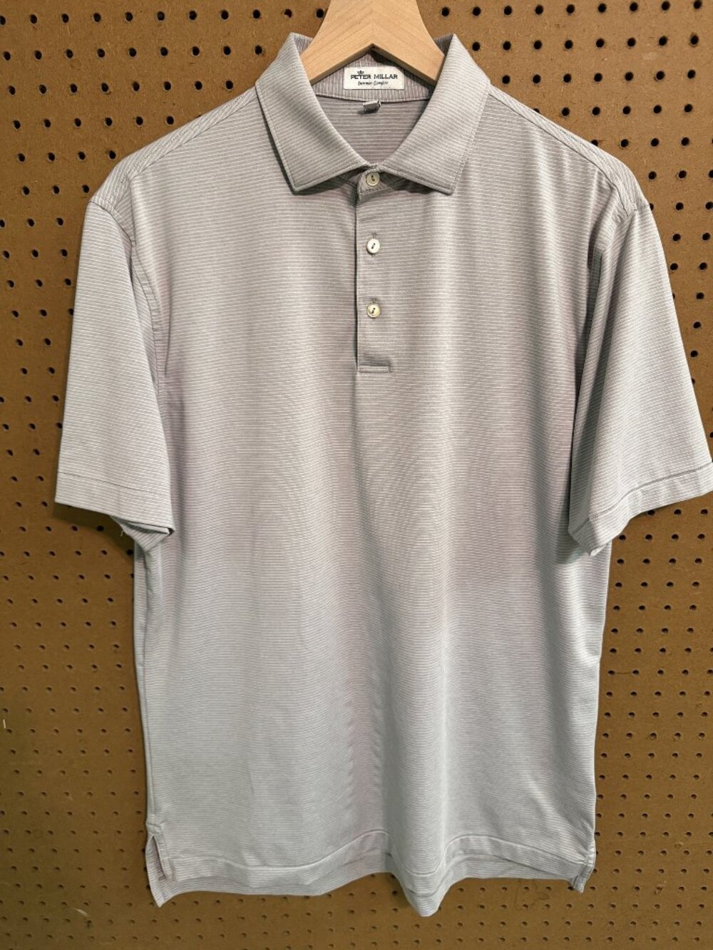 Peter Millar Summer Comfort Polo Gray Pinstripe Men's M